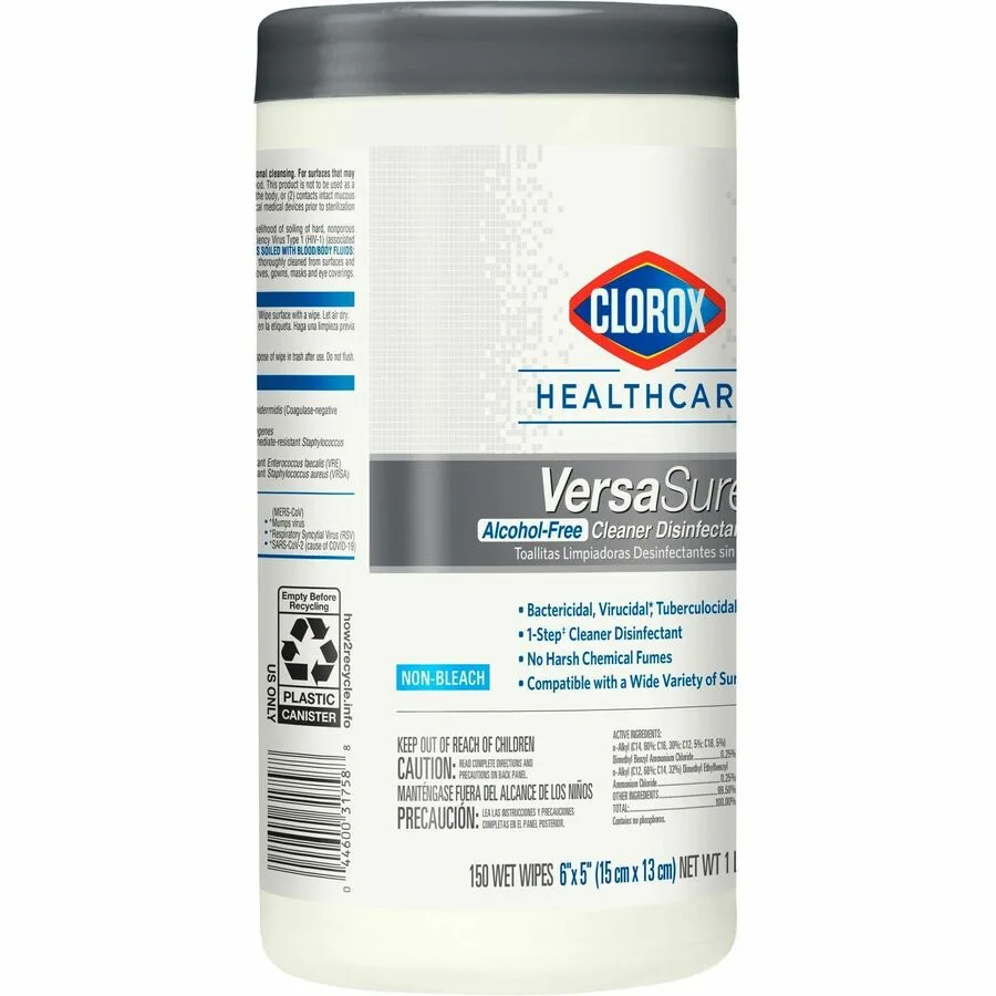 Clorox Clorox 31758CT Healthcare VersaSure Cleaning Wipes 150/Container 6/Carton — product photo