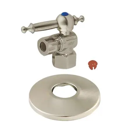 Polished brass quarter-turn angle stop valve with lever handle