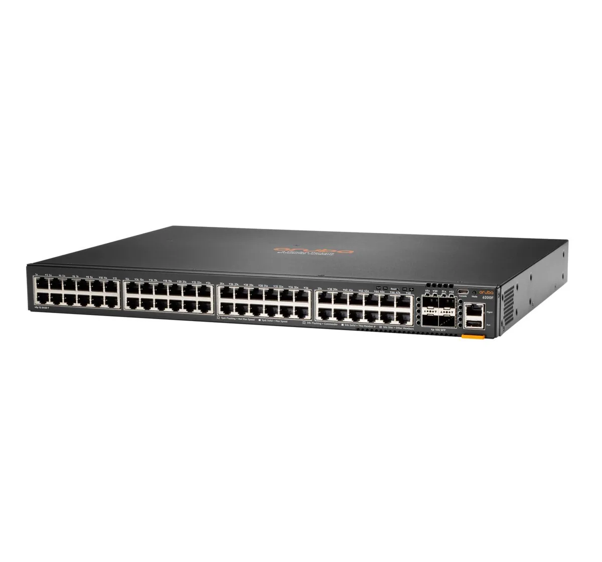 HPE Aruba 6200F rack-mountable network switch with silver metal chassis