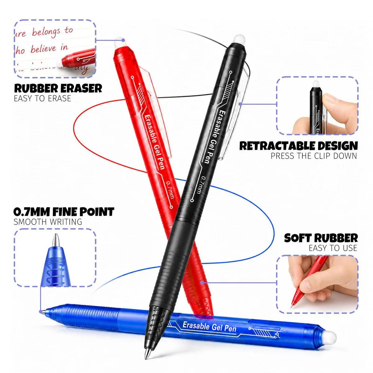  Acme SUN-EGP-12 Retractable Erasable Gel Pen Pack of 12 0.7 mm — product photo