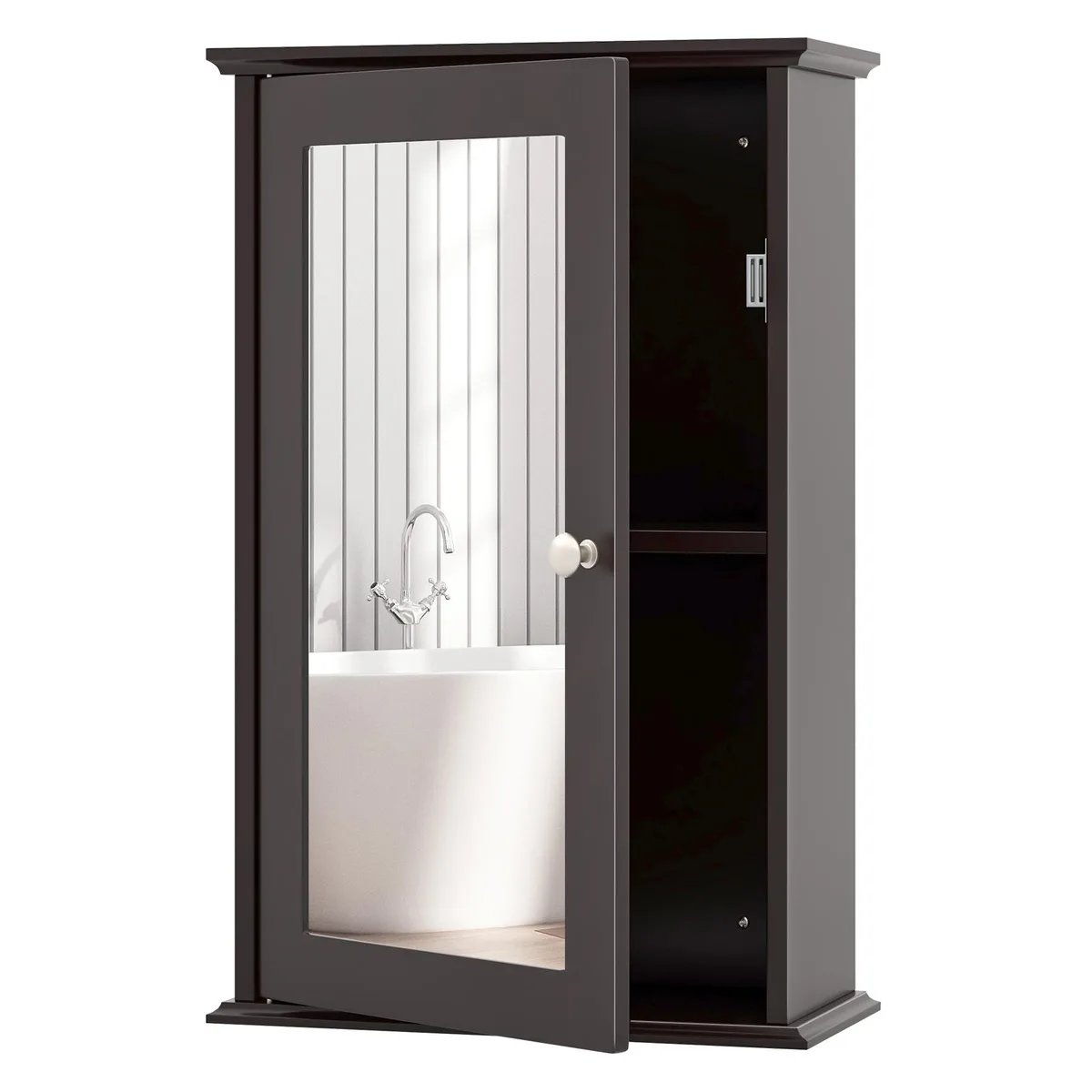 SlickBlue SlickBlue Bathroom Wall Cabinet with Single Mirror Door Black Walnut 13.5" x 6" x 21 — product photo