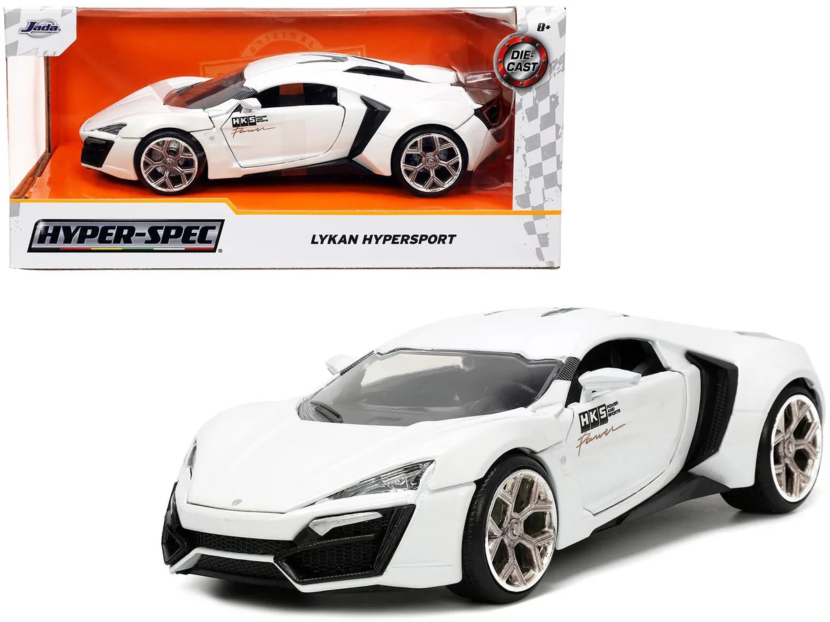 Jada Jada Lykan Hypersport White Bronze Spoiler HKS Hyper-Spec 1/24 Diecast Vehicle — product photo