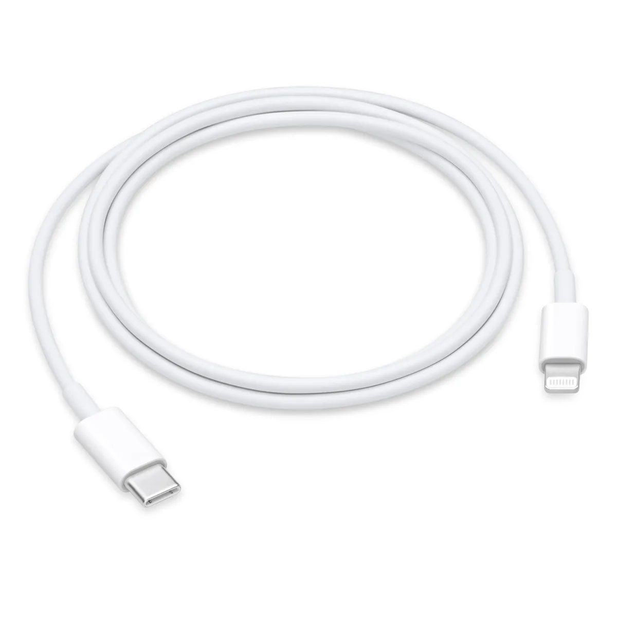 White Apple USB-C to Lightning cable one meter long