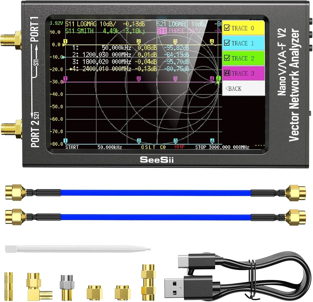 BFKK BFKK NanoVNA-F V2 Vector Network Analyzer 50kHz-3GHz 4.3 inch Touch Screen 5000mAh Battery — product photo