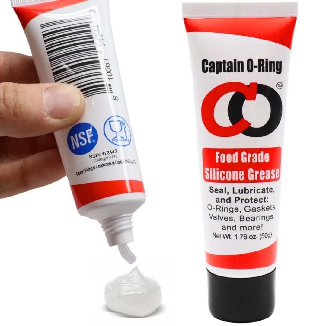 White 50g tub of NSF H1 silicone grease, screw-top lid, matte label