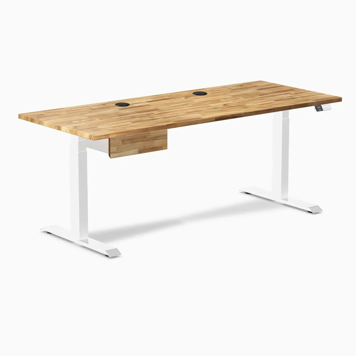 Desky Desky Dual Hardwood Standing Desk 60 x 30 in Acacia with Drawer White — product photo