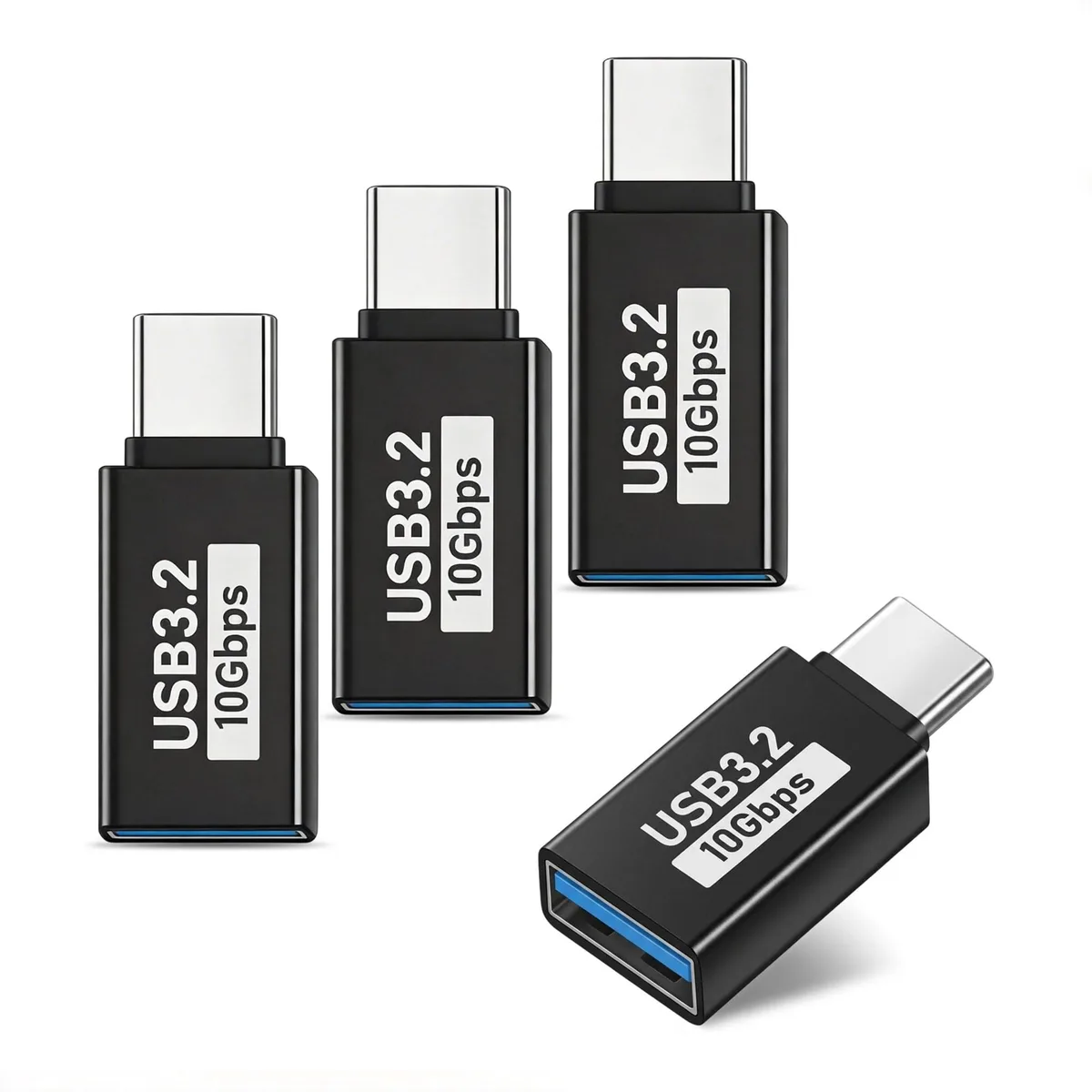 Two small black Micro USB adapters, rectangular with matte finish