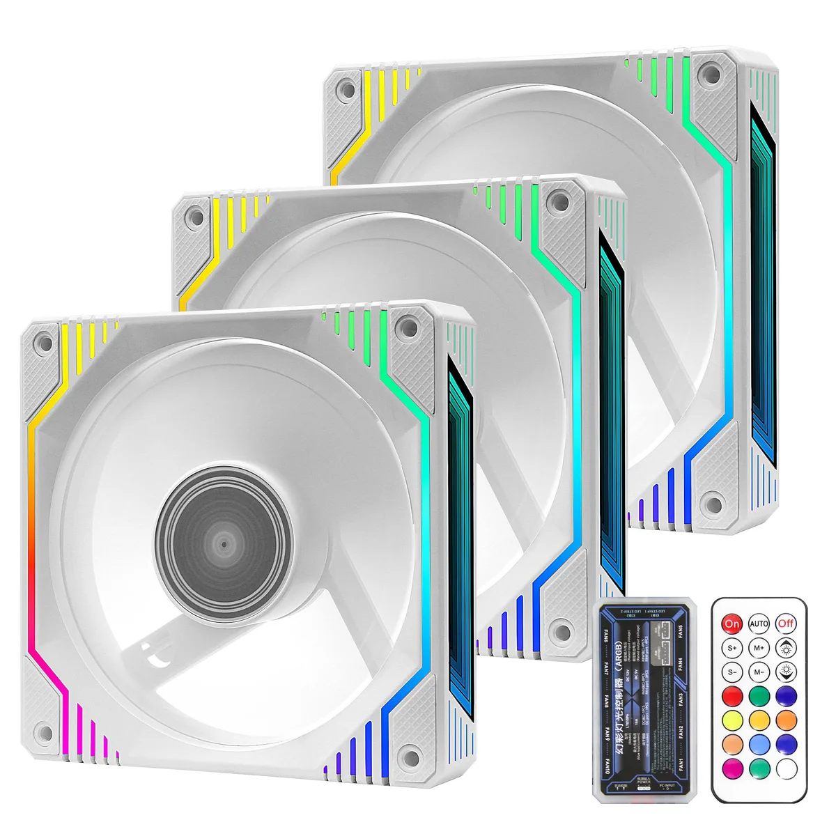 PANO-MOUNTS PANO-MOUNTS 120mm White Infinity Mirror RGB Case Fans 3-Pack — product photo