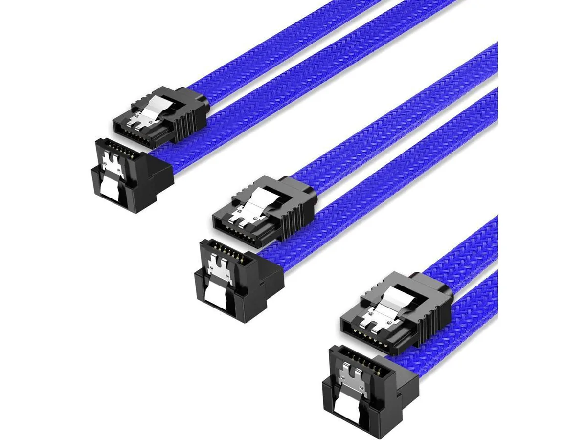 BUCIER BUCIER SATA Cable III 3 Pack 90 Degree 6Gbps 50cm Blue — product photo