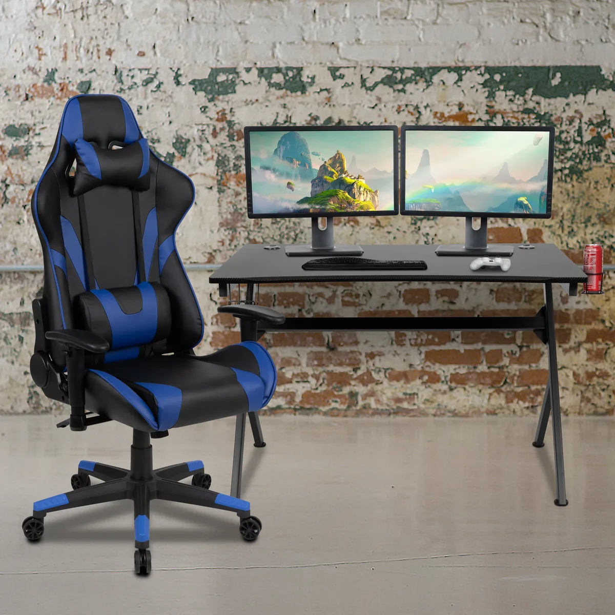 Flash Furniture Flash Furniture Gaming Desk &amp; Chair Set Blue/Black 45.25"W — product photo