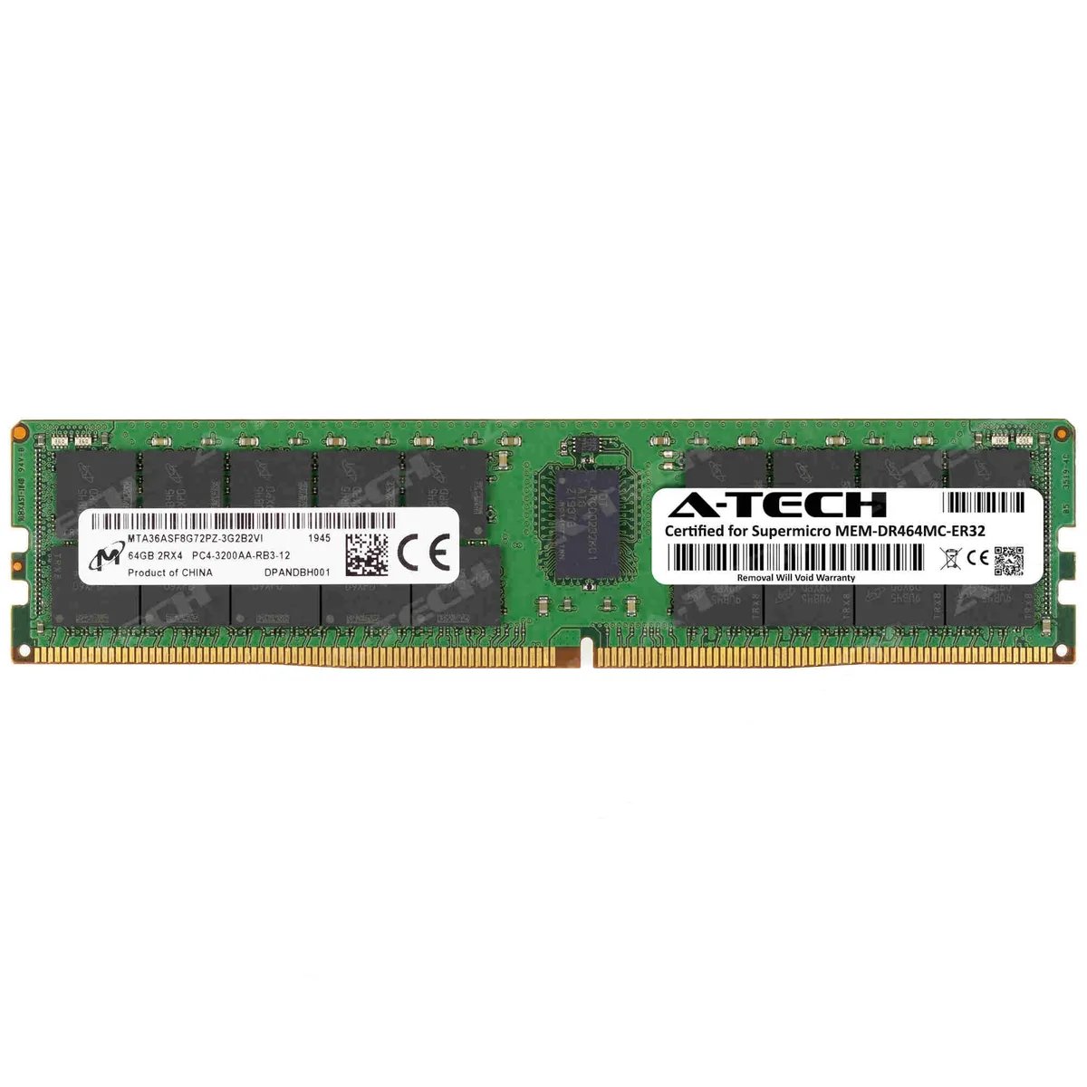 A-Tech A-Tech 64GB DDR4 3200 ECC Registered RDIMM 2Rx4 CL22 1.2V Supermicro Certified MEM-DR464MC-ER32 — product photo