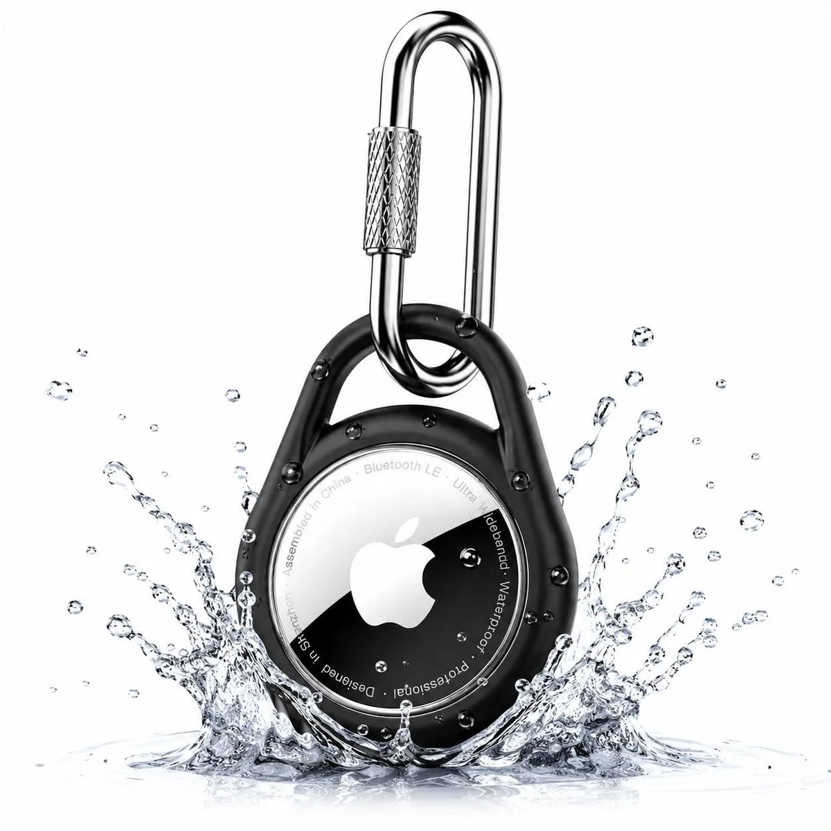  citymore Waterproof AirTag Holder Keychain with Locking Carabiner Black-1PC — product photo