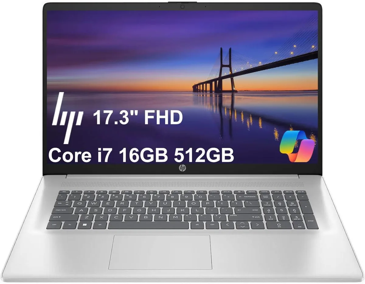 HP HP 17 Laptop 17.3" FHD Core i7-1355U 16GB DDR4 512GB NVMe Windows 11 Home Silver — product photo