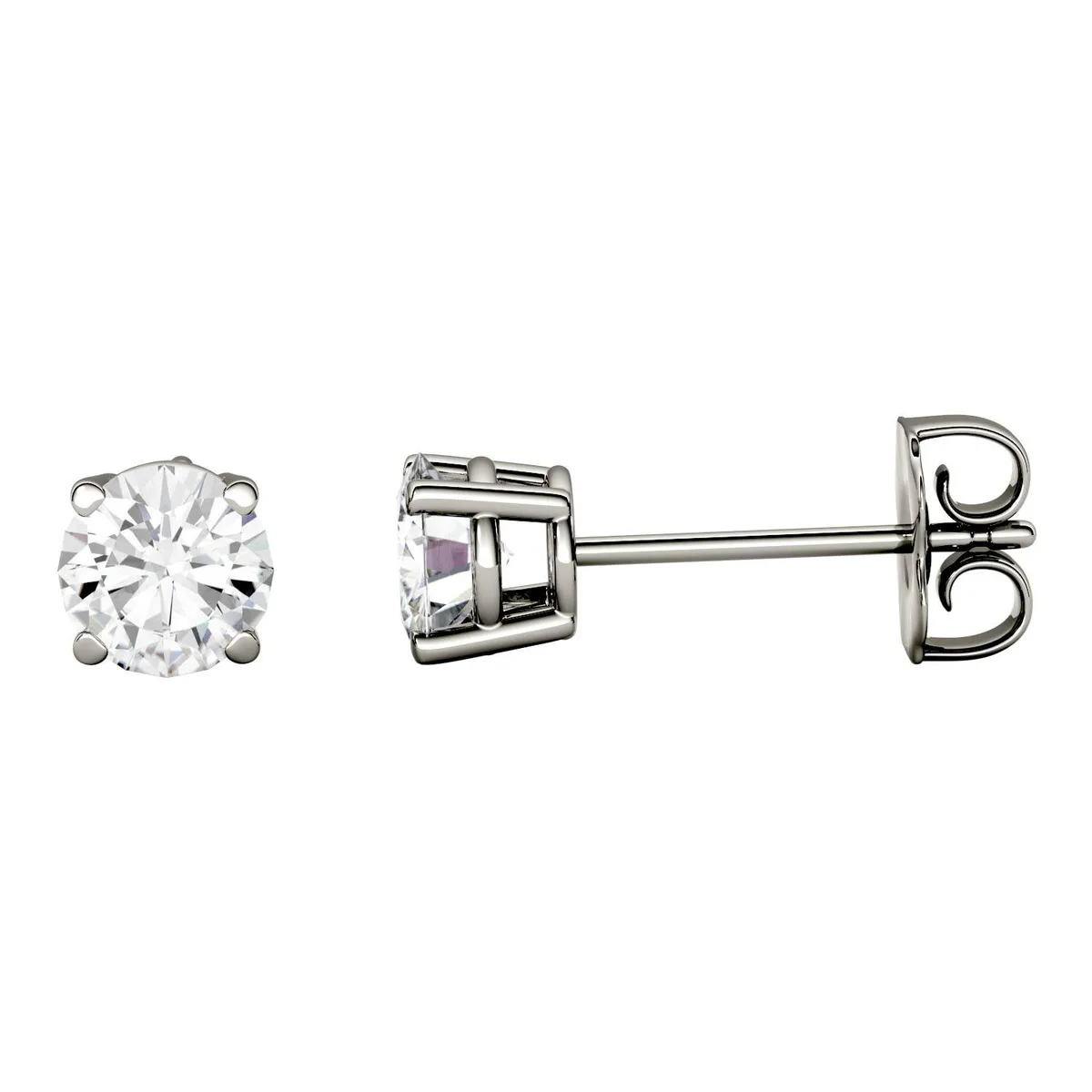 Charles &amp; Colvard Charles &amp; Colvard 5.0mm Round Moissanite Stud Earrings 1.00cttw DEW 14K White Gold — product photo