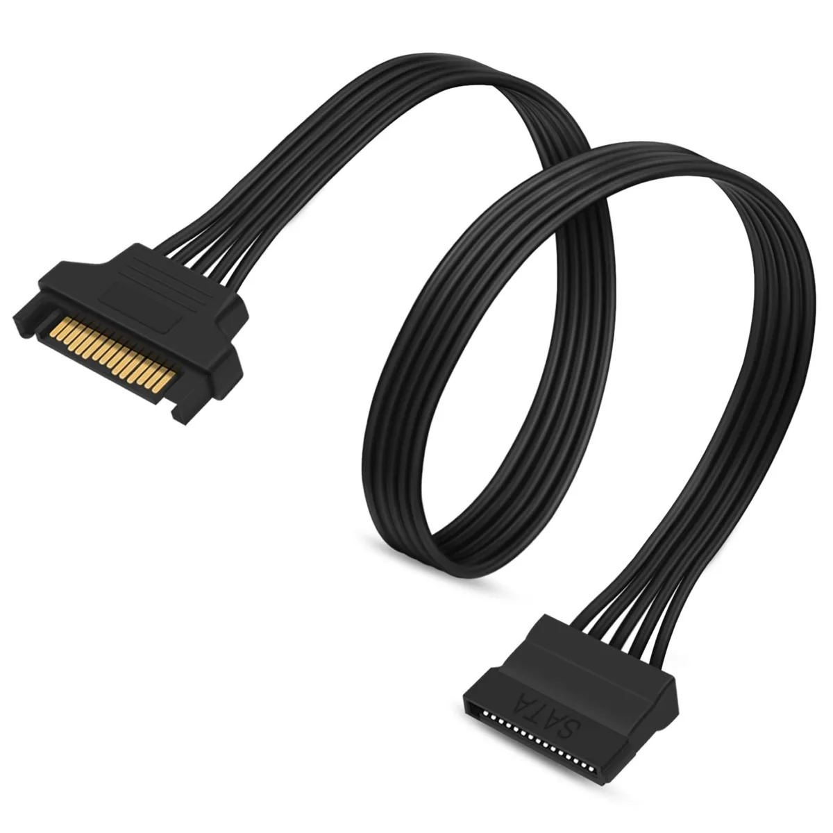 WRIARICH WRIARICH 2-Pack 15 Pin SATA Power Extension Cable 12in 30cm 18AWG Braided — product photo
