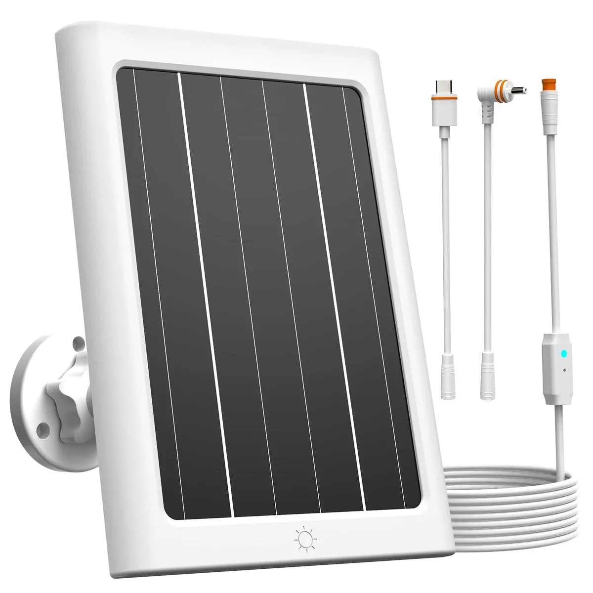 White rectangular solar panel with indicator light and 13ft cable