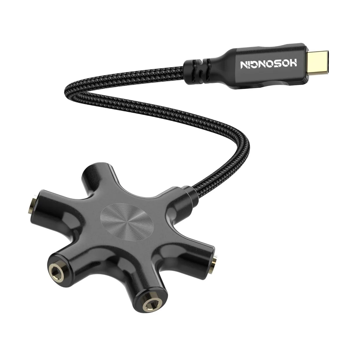 HOSONGIN X2023 USB-C 5-Way Audio Splitter 3.5mm Black — product photo