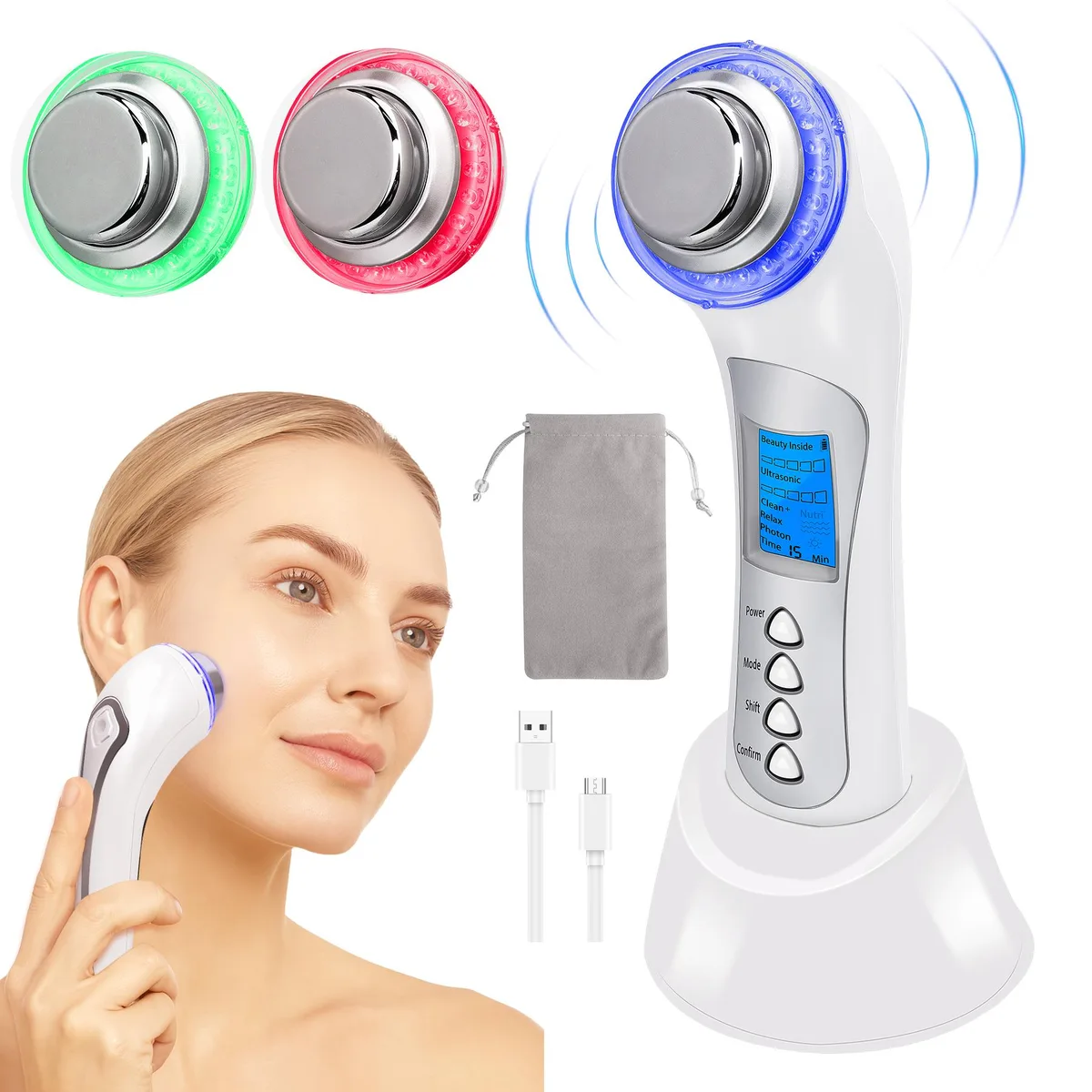 YEVYO YEVYO High-Frequency Ultrasonic Facial Massager White — product photo