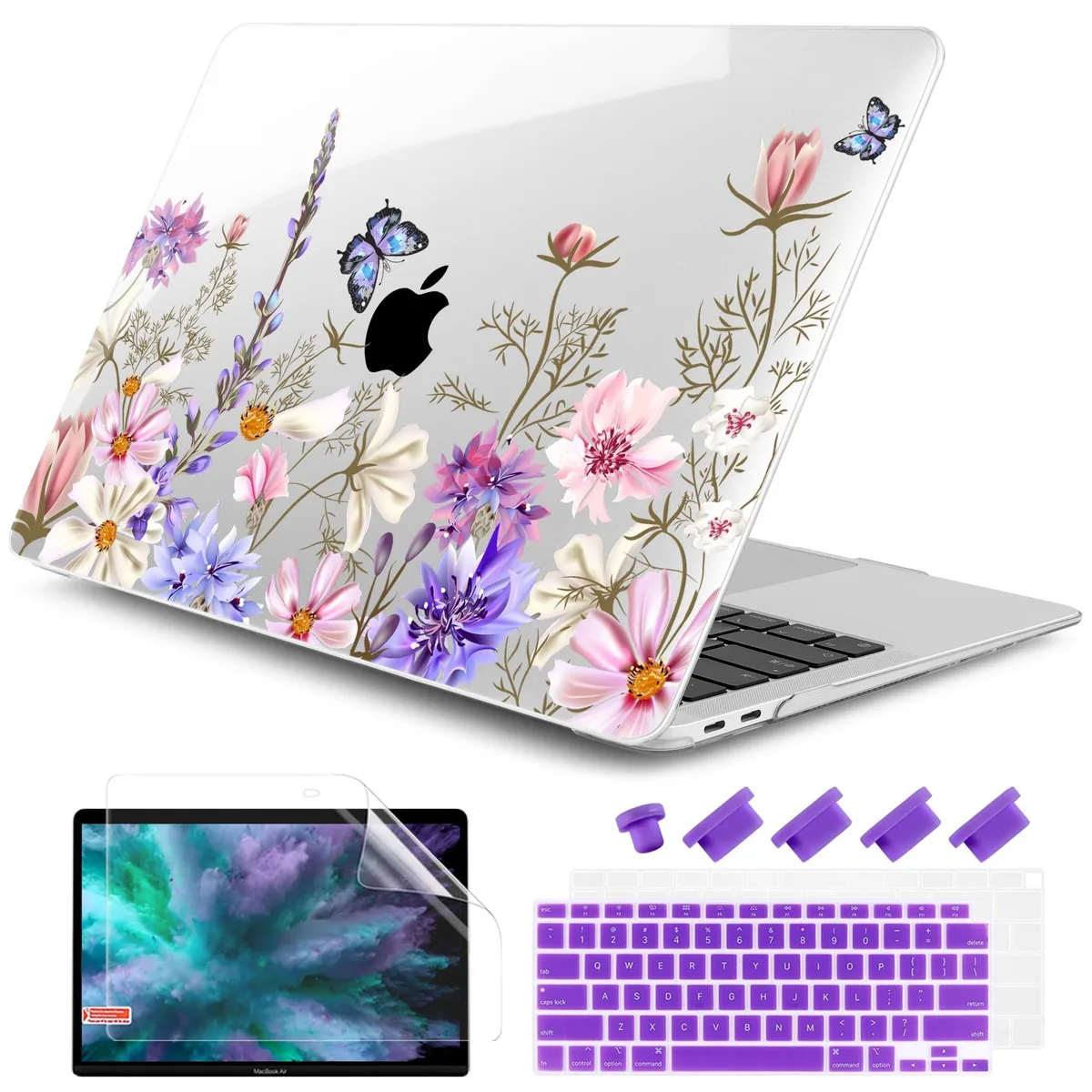 Batianda Batianda 2 in 1 accessory MacBook Air 13.3 2018-2021 Butterfly Florals — product photo