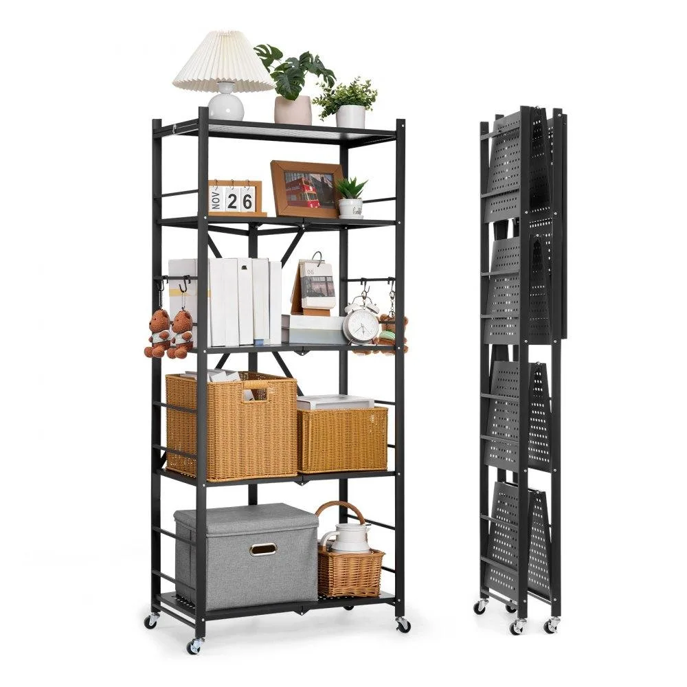 VEVOR VEVOR 5-Tier Foldable Storage Shelf 28W x 15D x 64H Black — product photo