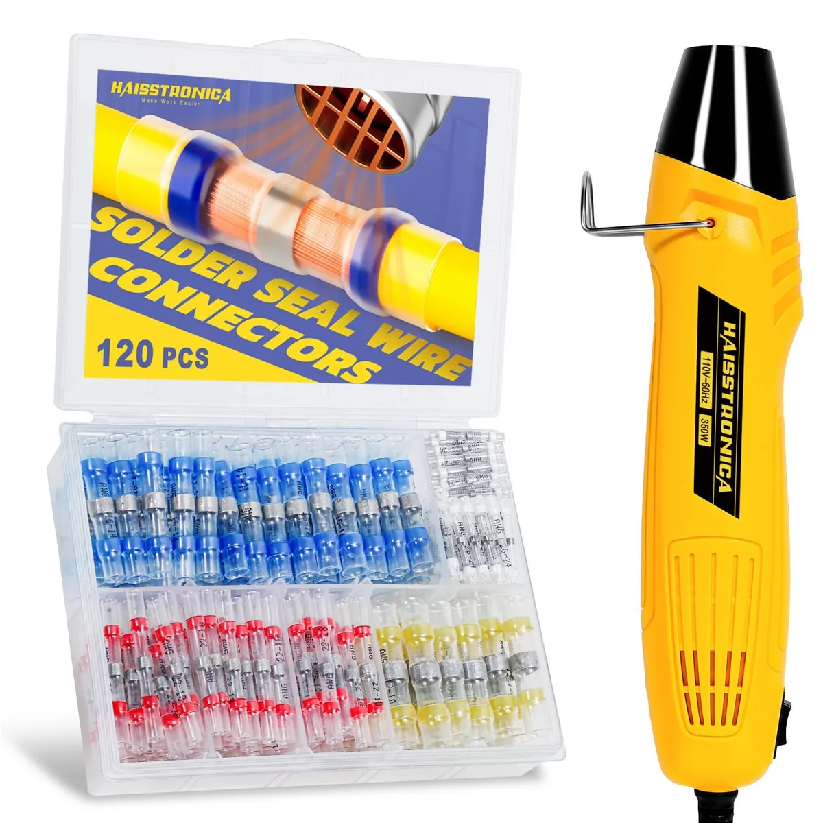  120 PCS Solder Seal Wire Connectors with Mini Heat Gun Kit — product photo