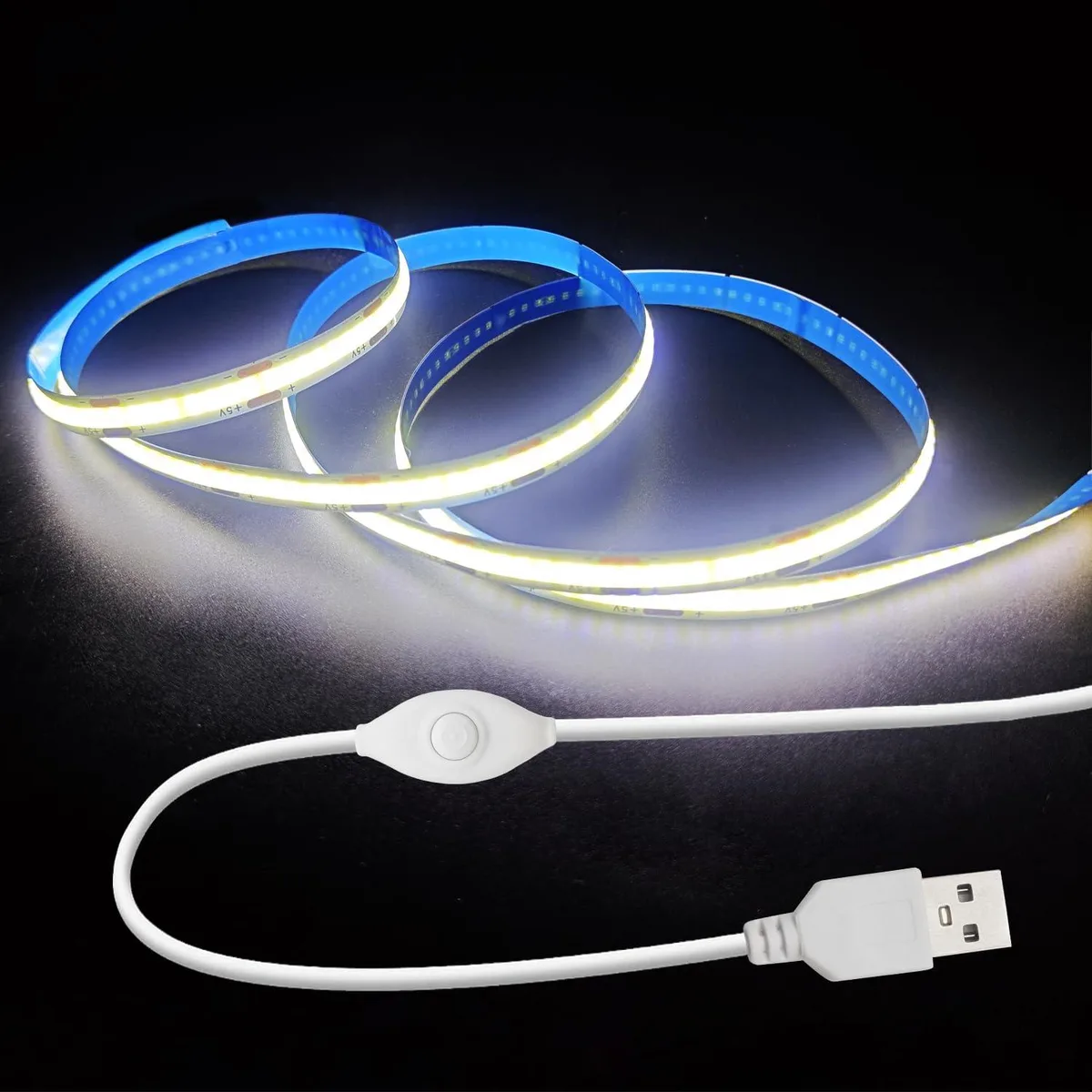 White 3.28FT USB LED strip light with adhesive backing