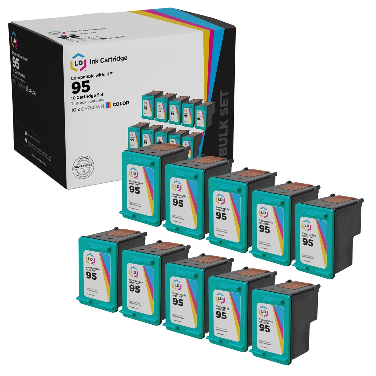 LD Products LD Products HP 95 C8766WN Tri-Color Ink Cartridge 10-Pack — product photo
