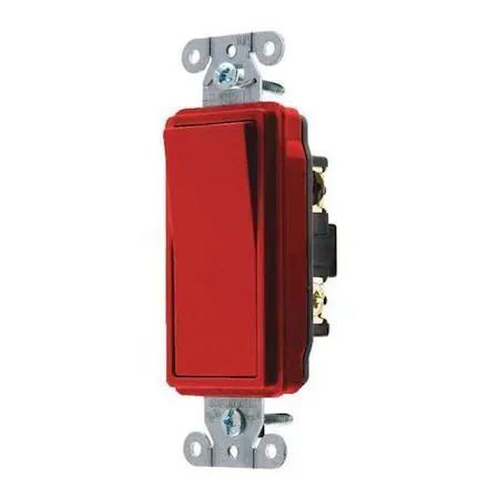 Hubbell Incorporated Hubbell Incorporated DS320R 20A 120/277V AC 3-Way Rocker Switch Red — product photo