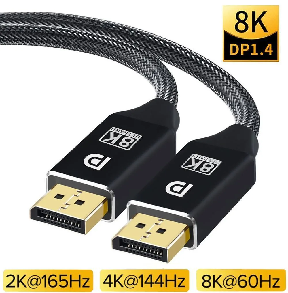 WRIARICH WRIARICH DP28 DisplayPort 1.4 cable 3.3 ft 8K@60Hz 4K@144Hz 32.4Gbps black — product photo