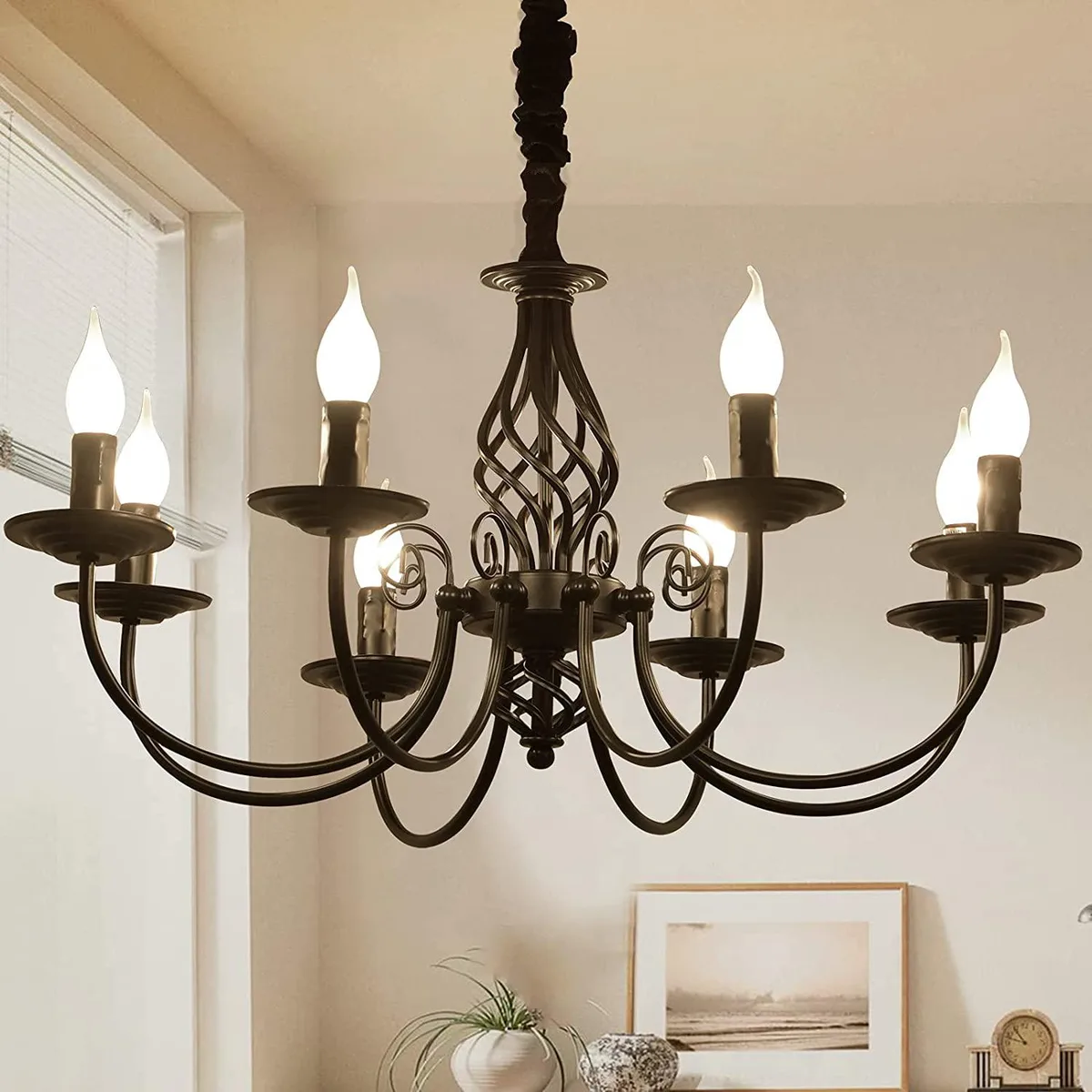 GARWARE WALL ROPES GARWARE WALL ROPES 8-Light Adjustable Flush Mount Black 27.5" x 14.9" 35.4" Chain — product photo