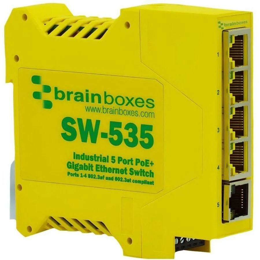 Lenovo Lenovo Brainboxes SW-535 Industrial 5 Port PoE+ Gigabit Ethernet Switch — product photo