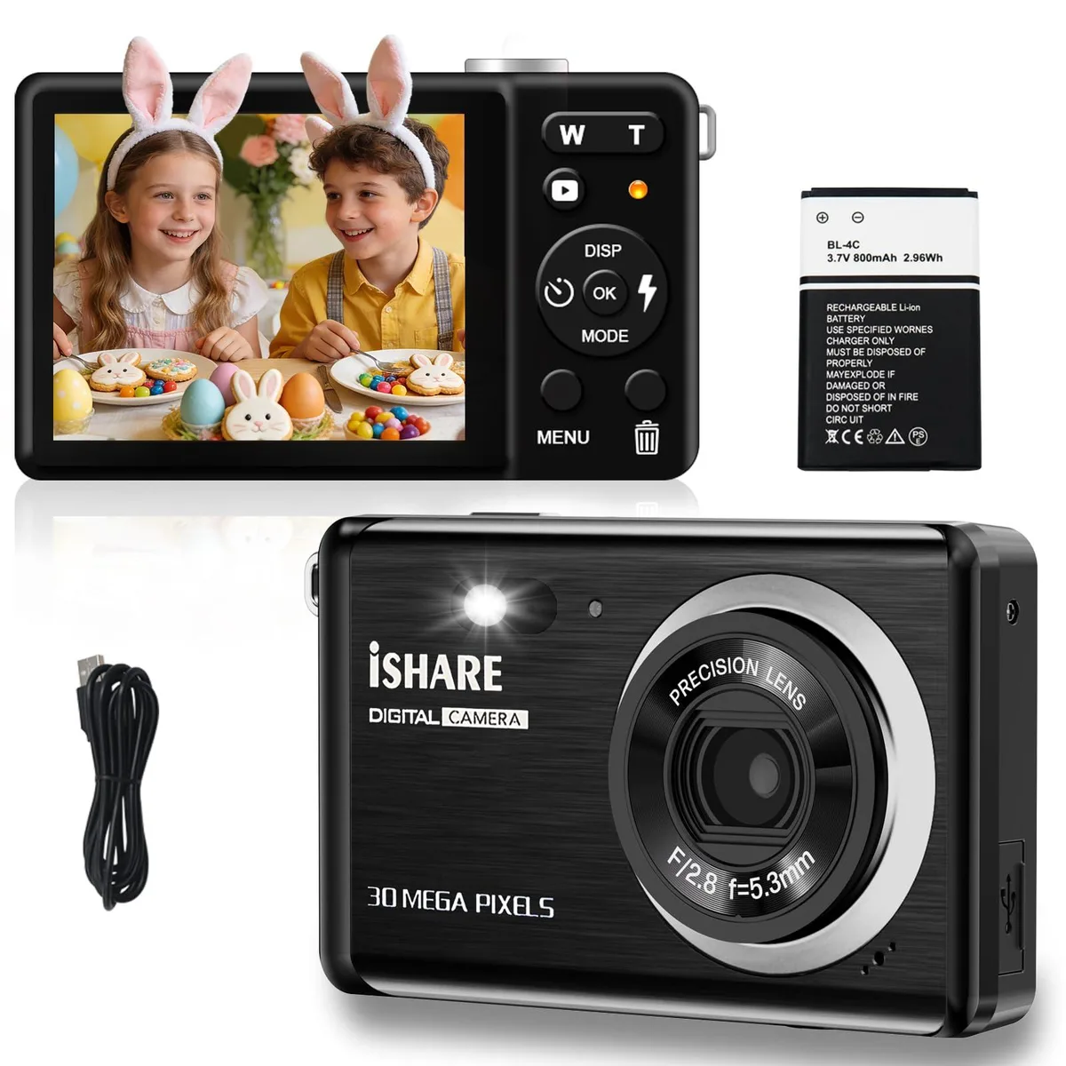 ISHARE TDC-80X2plus 30MP 1080P 18X Zoom 2.8" Black — product photo