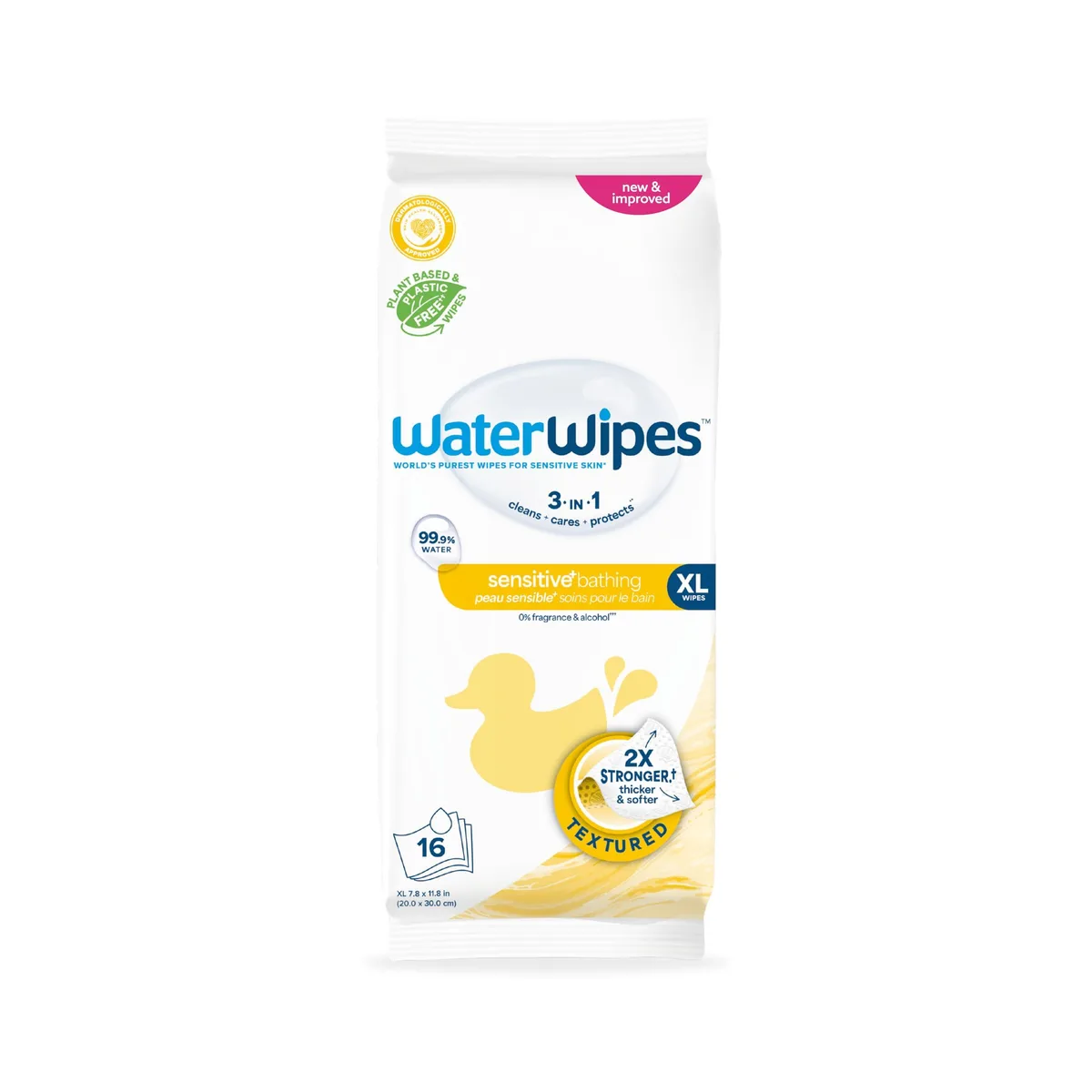 Pack of 16 extra-large unscented bathing wipes