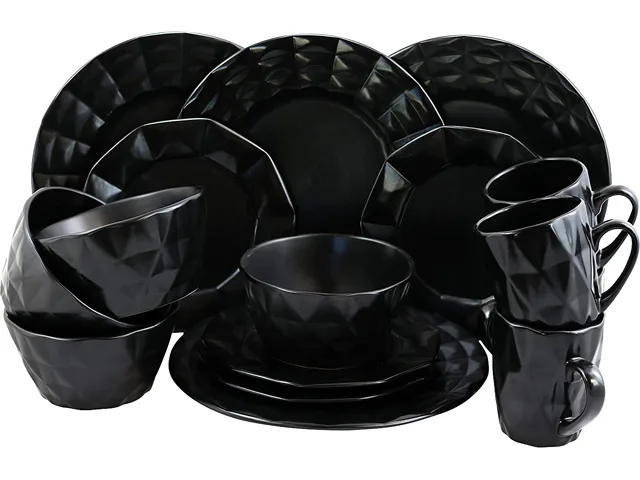 Elama Elama ELM-RETROCHIC-BLACK 16-Piece Dinnerware Set - Black — product photo