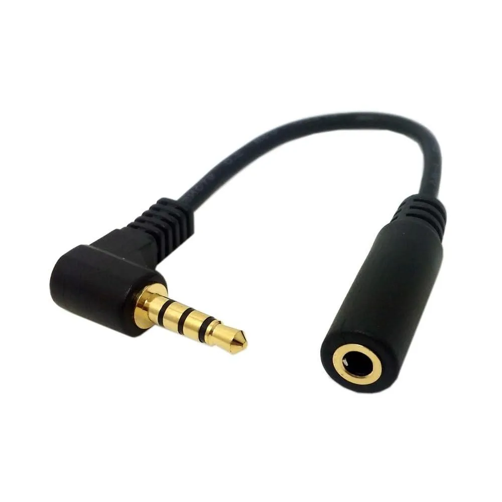 Fervit Fervit 3.5mm 4-Pole Audio Extension Cable 10cm 90° Right Angle Black — product photo