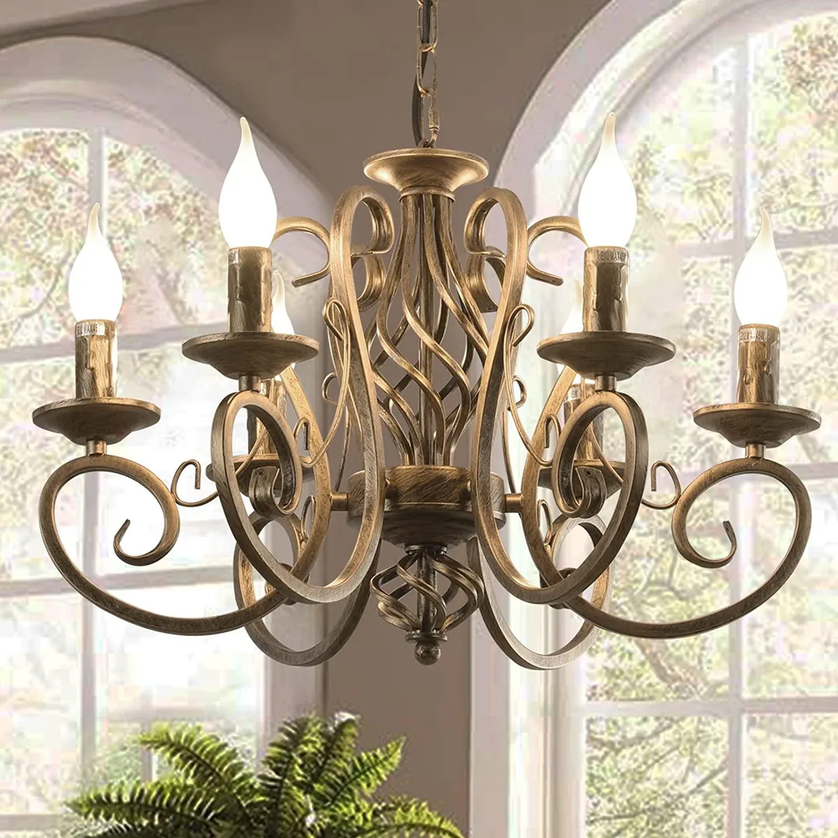 Garwarm Garwarm French Country 6-Light Flush Mount Bronze 20.8×15in 35.4in Chain — product photo