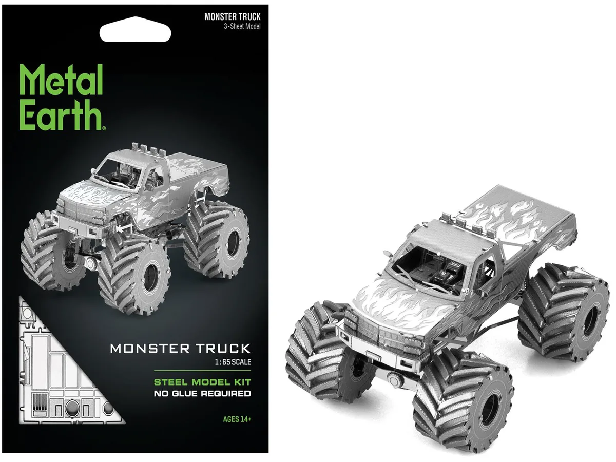 Metal Earth Metal Earth Monster Truck Flame Graphics Moderate Difficulty Steel Model Kit hobby collectible — product photo