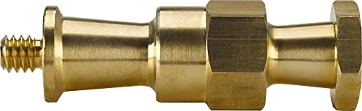 Brass hex stud with 1/4in-20 male thread and 16mm baby adapter