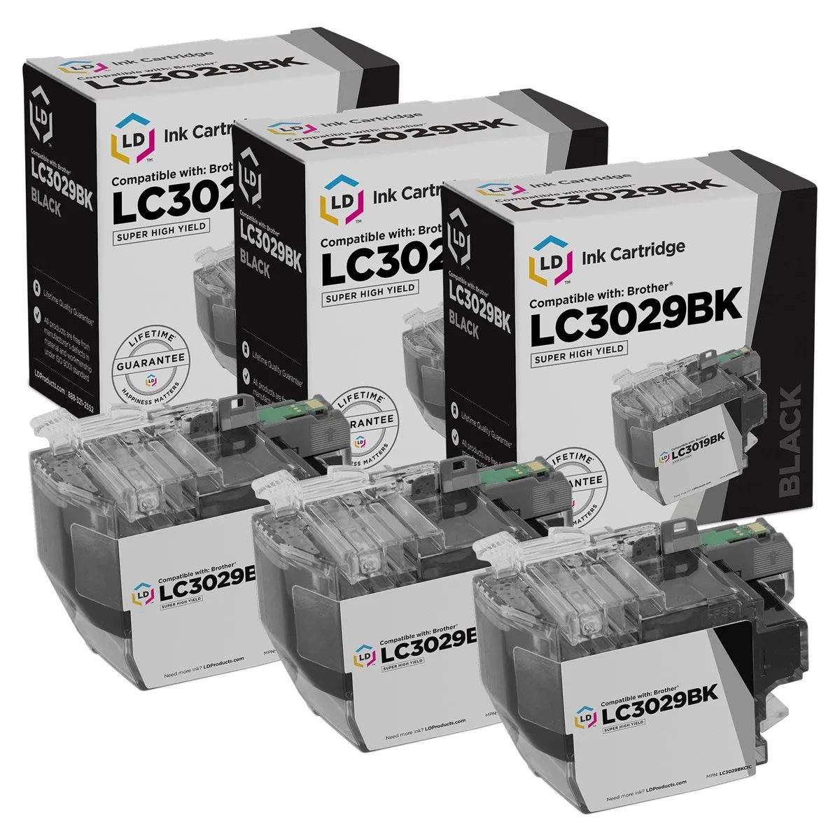 LD Products LD Products Compatible Ink Cartridge for Brother LC3029BK Super High Yield Black 3-Pack — product photo