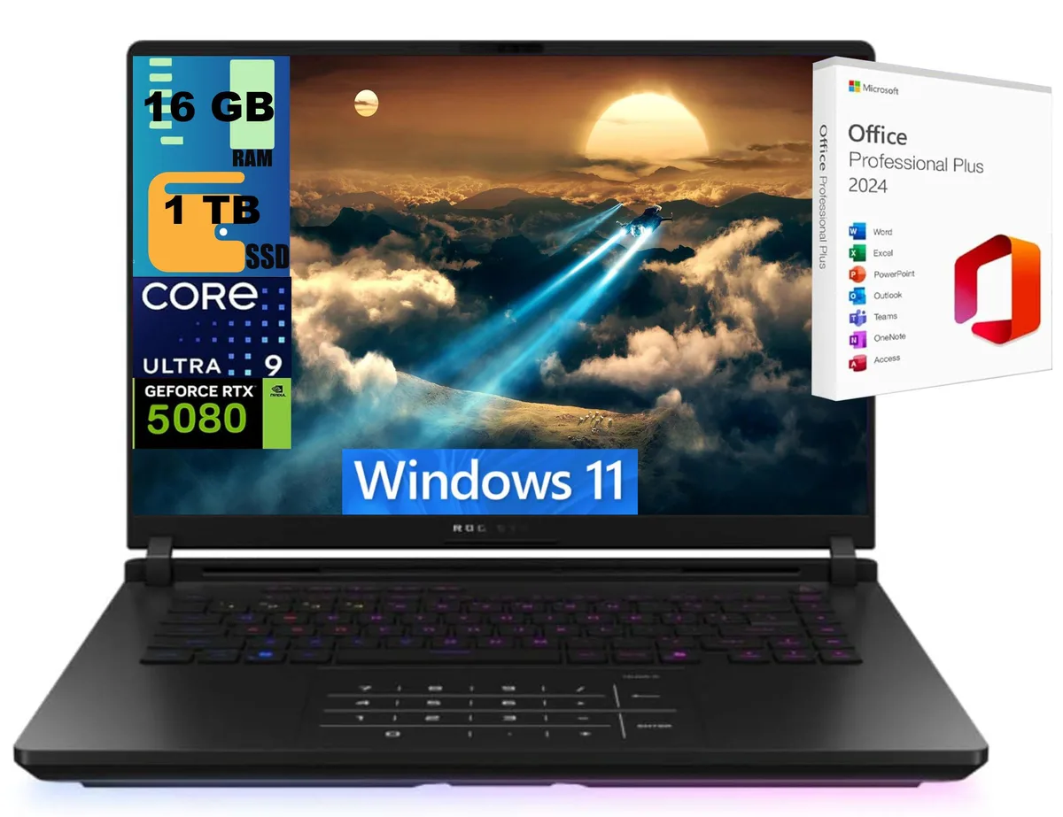 ASUS ASUS ROG Strix G16 gaming laptop 16" 2.5K 240Hz Core Ultra 9 275HX RTX 5080 16GB 1TB — product photo