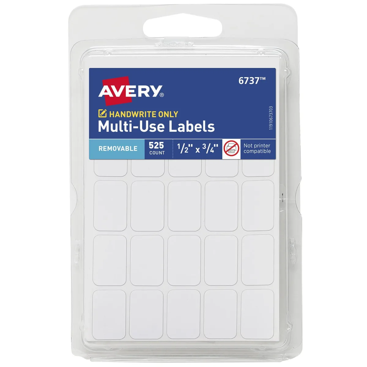 White removable label sheets with 525 small rectangular stickers