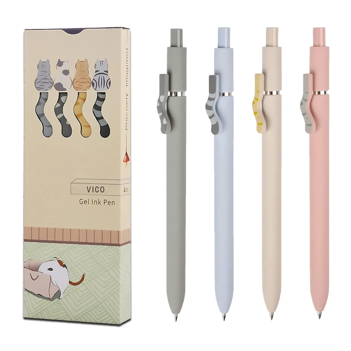  VICO Cat Pens 4 Pack 0.5mm Black Gel Retractable — product photo