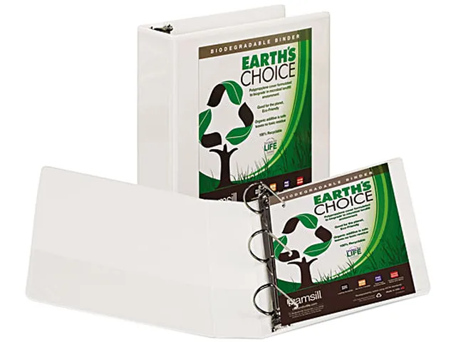 Samsill Samsill 16987 Earth's Choice Biodegradable Angle-D Ring View Binder 3" Red/White — product photo