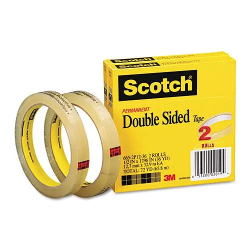 3M 3M Scotch 665 Double-Sided Tape 1/2" x 1296" 2/Pack 6652P1236 — product photo