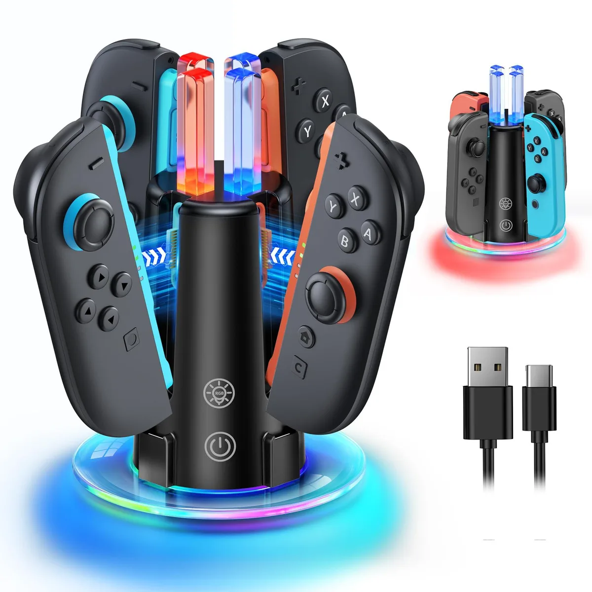  FYOUNG NTT106 8-in-1 Switch 2 &amp; 1 Joy-Con Charging Dock Station — product photo