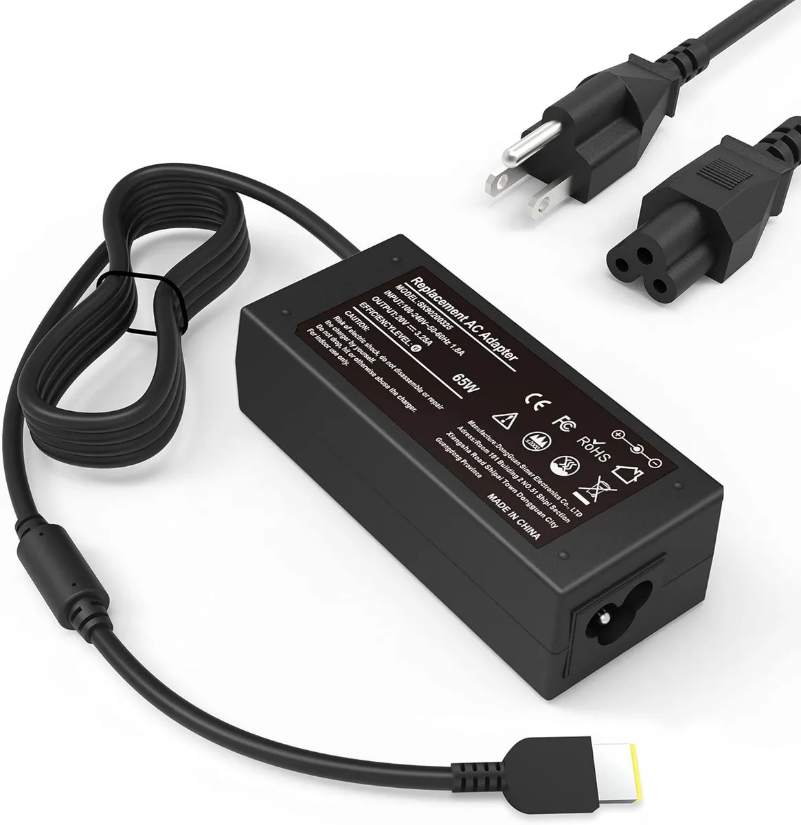 Kenuco Kenuco 65W laptop charger for ThinkPad X1 X270 X240 X250 T470 T450 T440 T460 T570 T550 E570 E550 G50-45 G50-80 — product photo