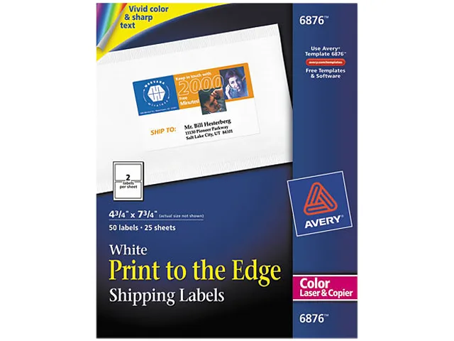 Avery Avery 6876 Shipping Labels, 4-3/4" x 7-3/4", 50 Labels — product photo