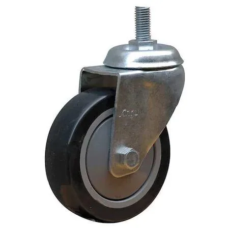 Black S-axle caster wheel four inch by one quarter inch