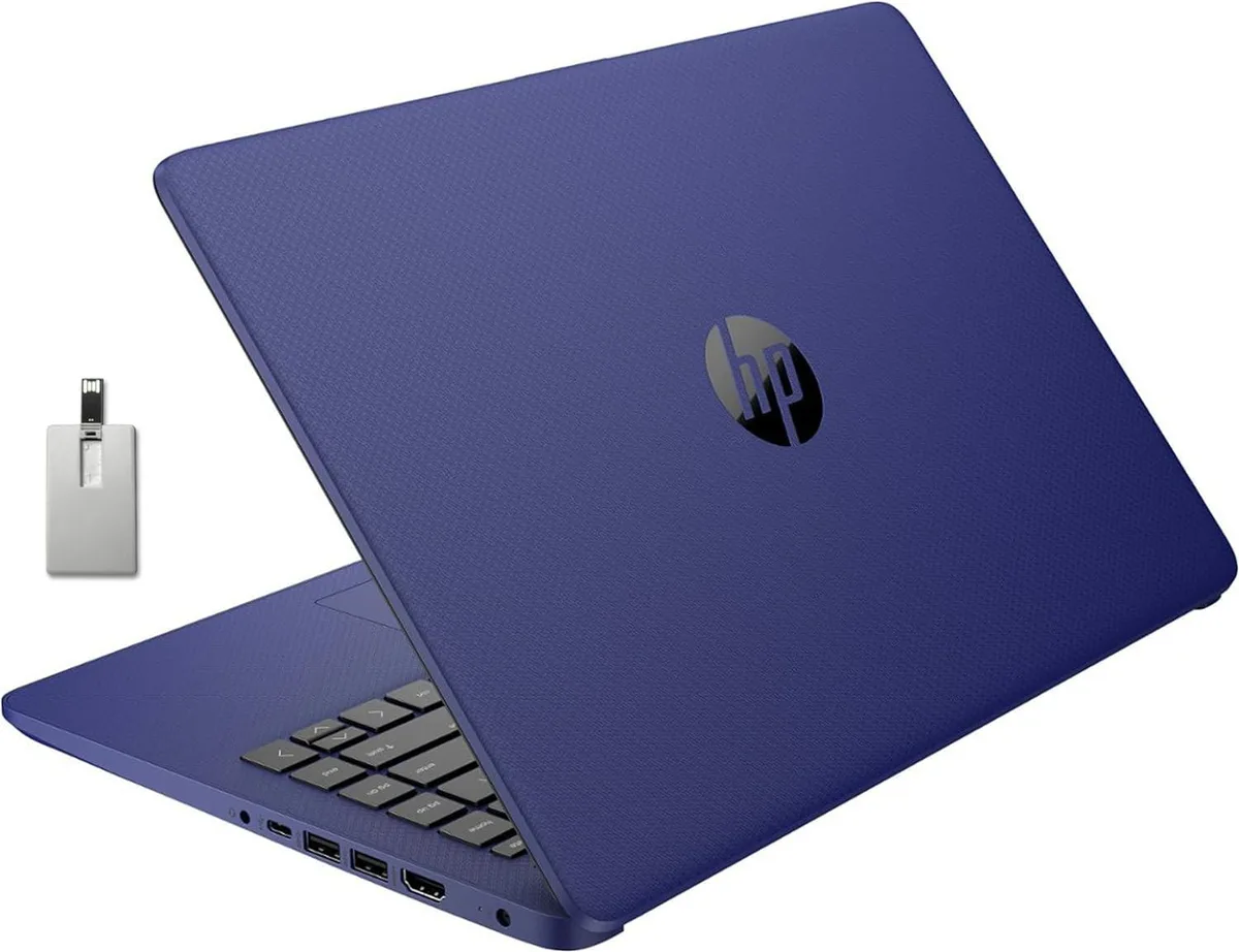 HP HP Stream 14 Laptop Intel Celeron N4120 16GB 64GB Blue Windows 11 S 32GB Hotface USB Card — product photo