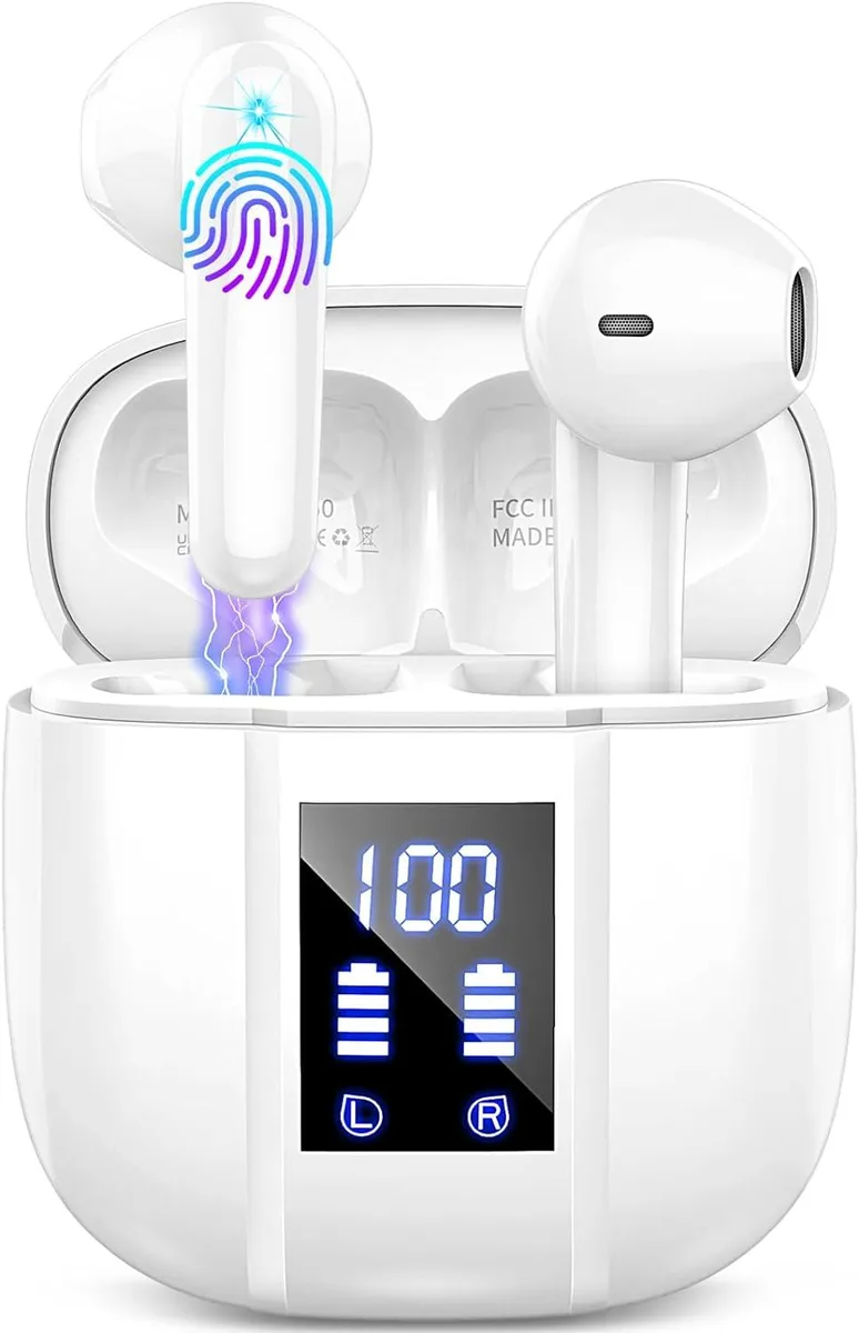 AUTYUE AUTYUE True Wireless Earbuds Bluetooth 5.3 14.2mm 3g White IP7 4 ENC Mics 48Hrs — product photo
